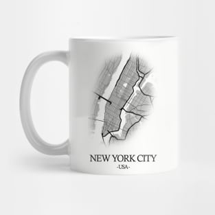 New York City Map - USA Cartography Black Mug